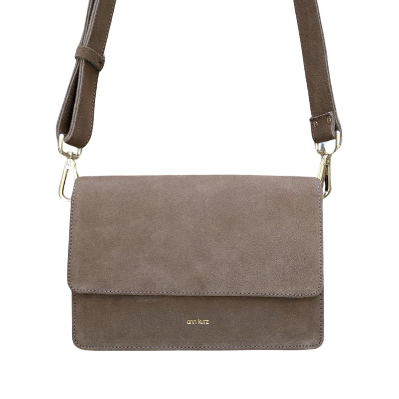 ANN KURZ Perfect square crossbody bag suede fango women