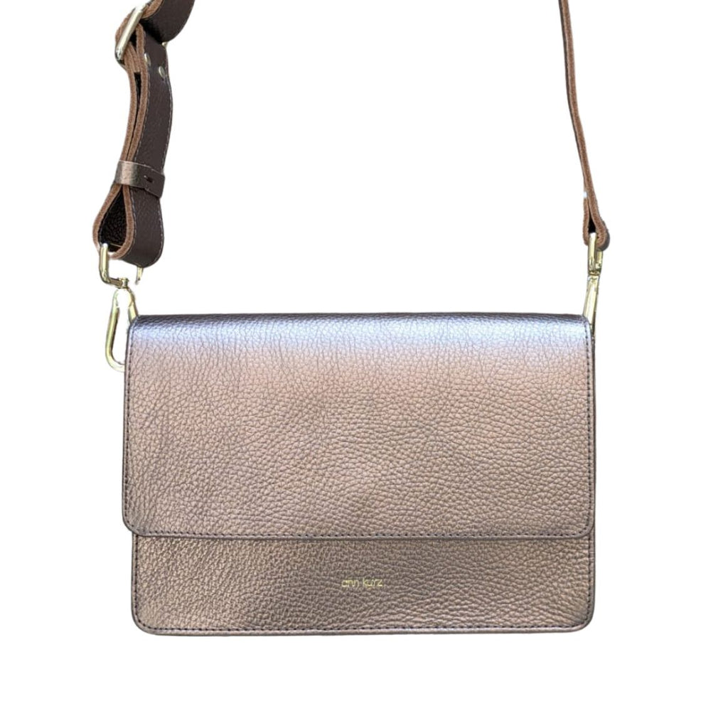 ANN KURZ Perfect square crossbody bag metal grey women