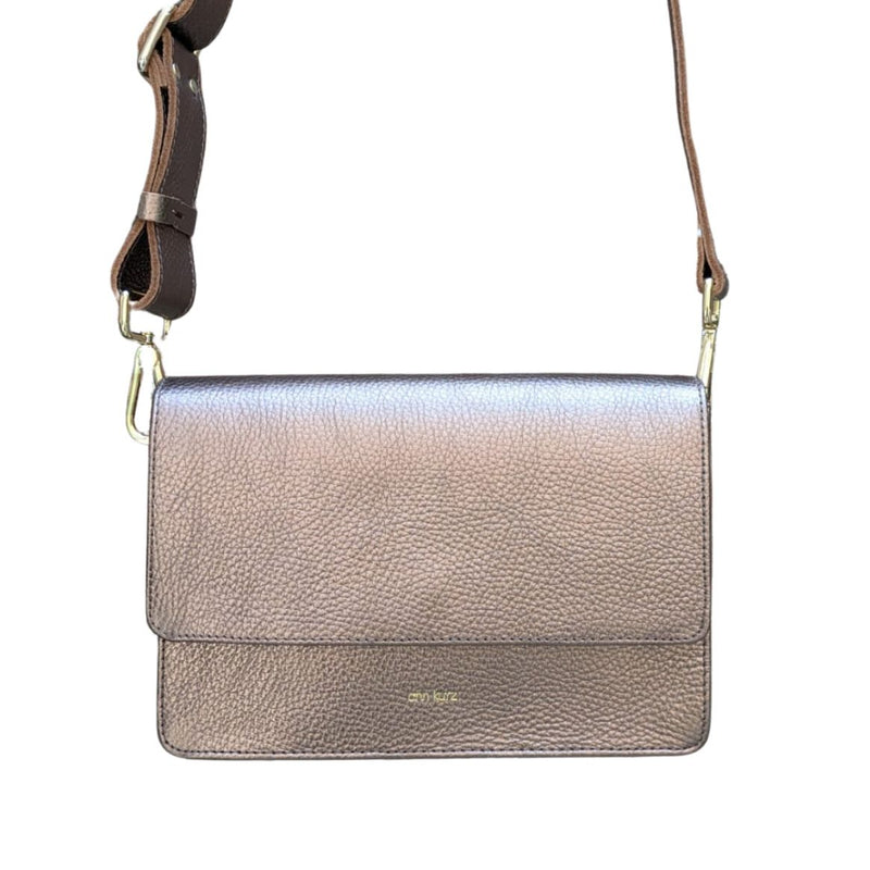 ANN KURZ Perfect square crossbody bag metal grey women