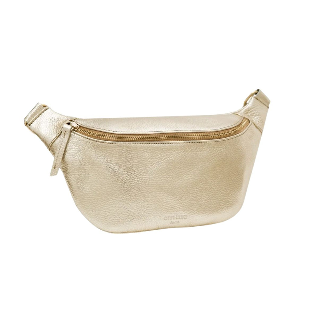 ANN KURZ Fanny pack metallic champagne women