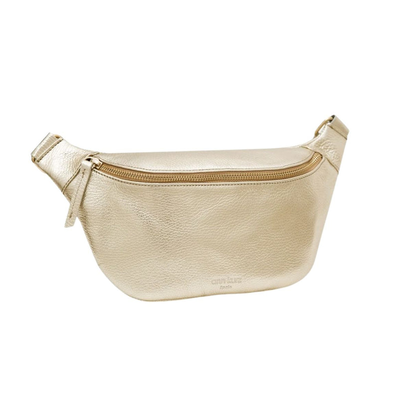 ANN KURZ Fanny pack metallic champagne women