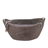 ANN KURZ Large fanny pack metallic metal grey women