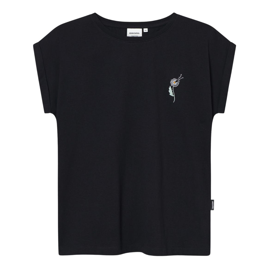 DEDICATED Visby dandelions EMB t-shirt black women