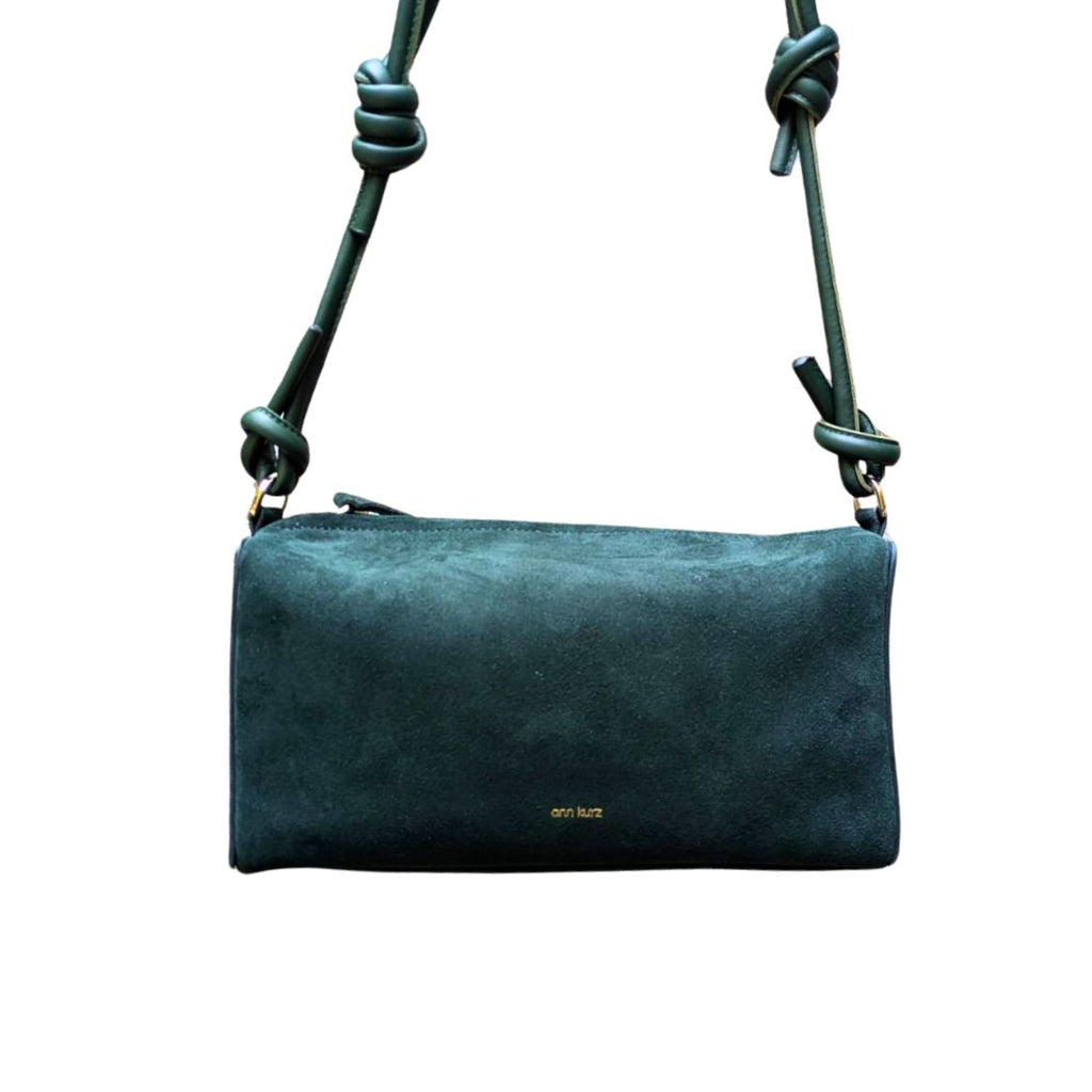 ANN KURZ Squared baguette bag suede bottle green women