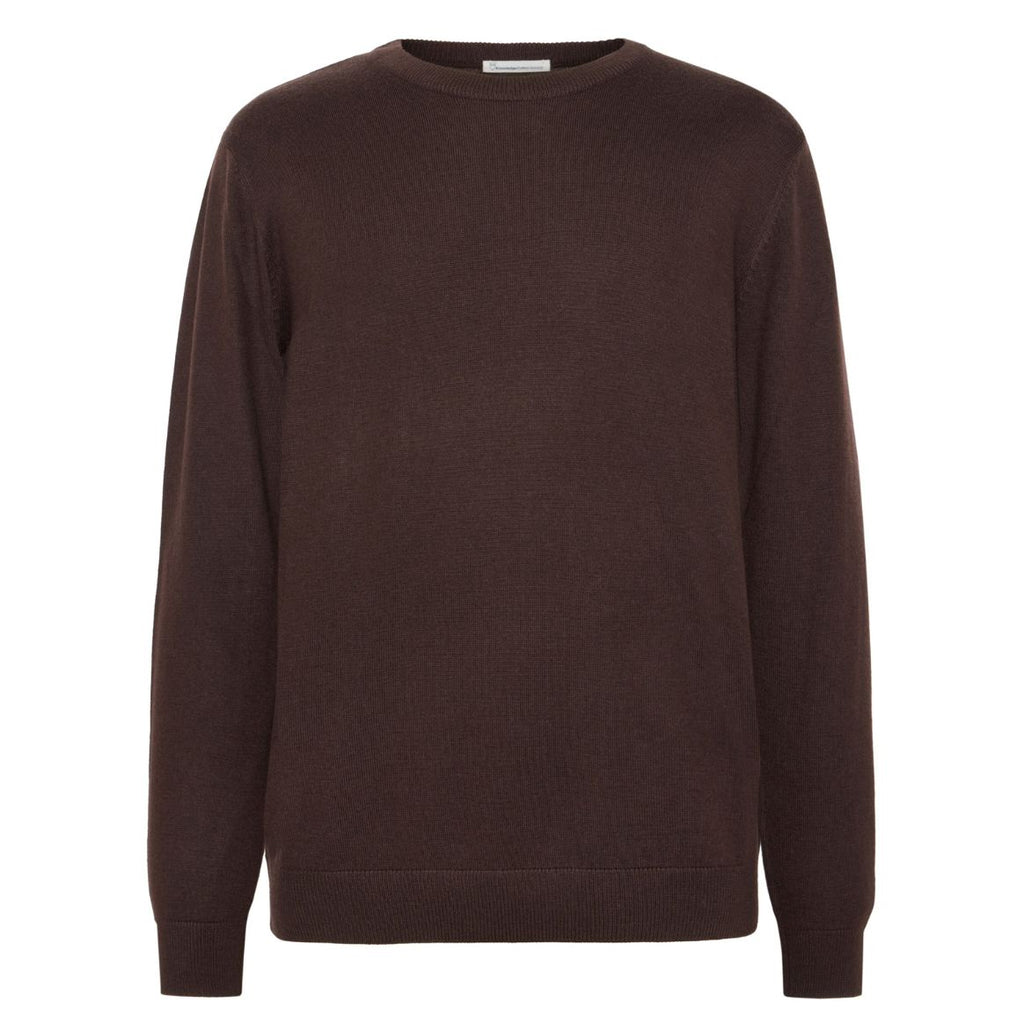 KCA 1080068 Regular merino knit crew neck jumper 1487 chocolate torte men