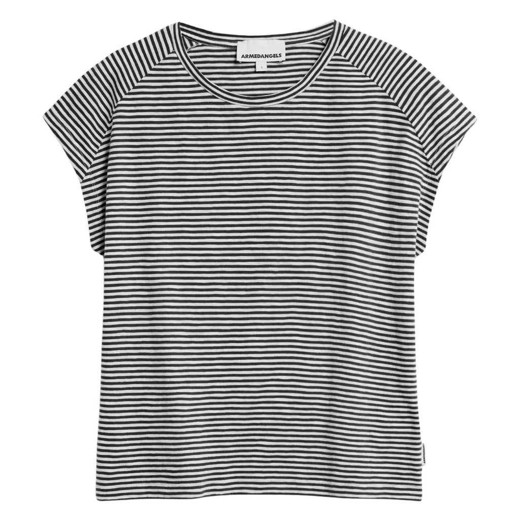 ARMEDANGELS Oneliaa lovely stripes t-shirt black oatmilk women