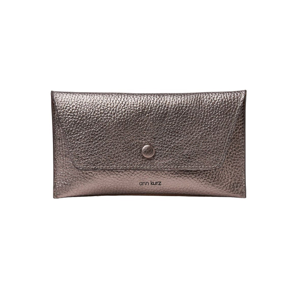 ANN KURZ Pretty envelope wallet metallic metal grey women