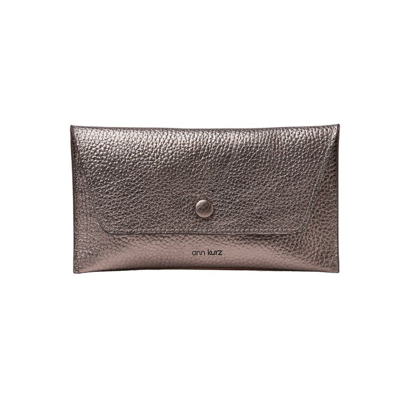 ANN KURZ Pretty envelope wallet metallic metal grey women
