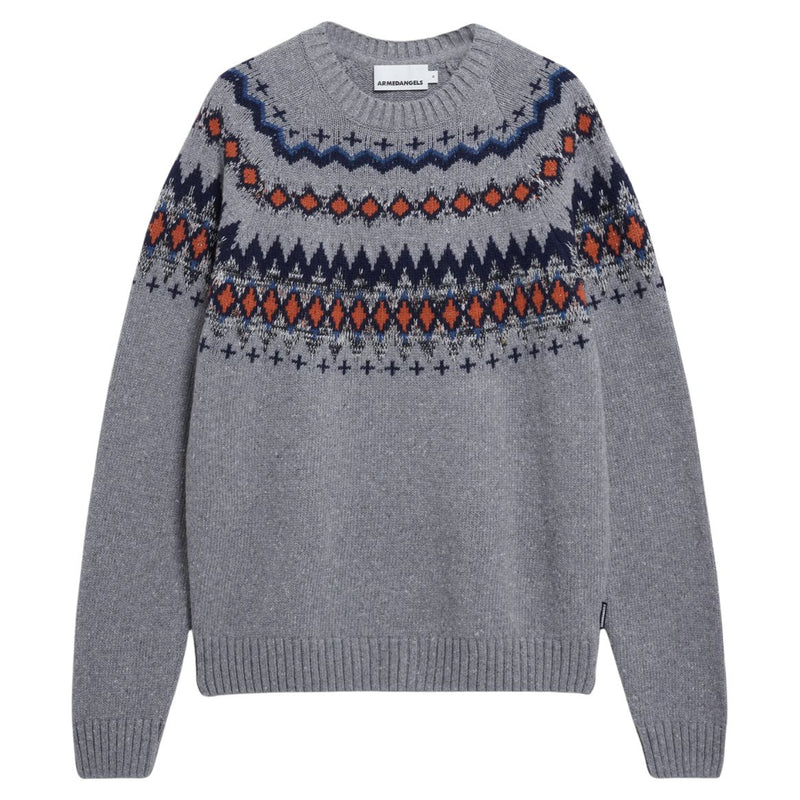 ARMEDANGELS Kaalla fair isle jumper silver melange dusty orange men