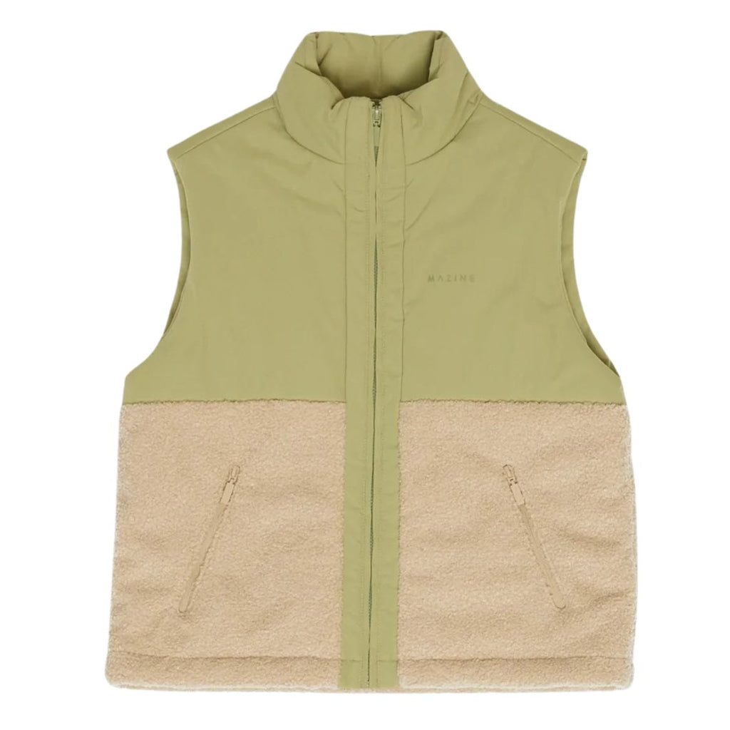 MAZINE Fabric blocking vest matcha natural women