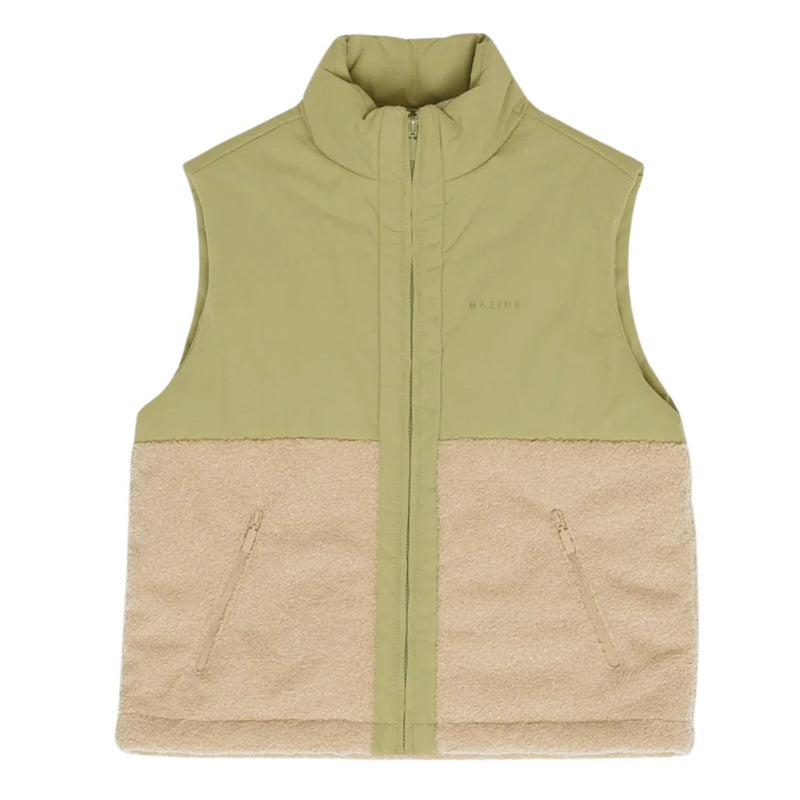 MAZINE Fabric blocking vest matcha natural women