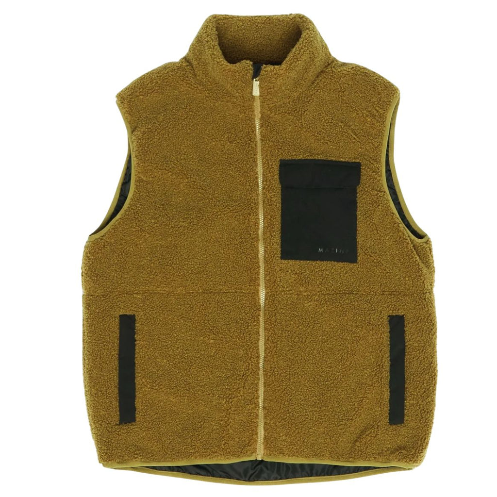 MAZINE Padded sherpa vest dried olive black men