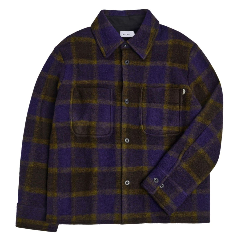 ROTHOLZ Relaxed overshirt purple checked women