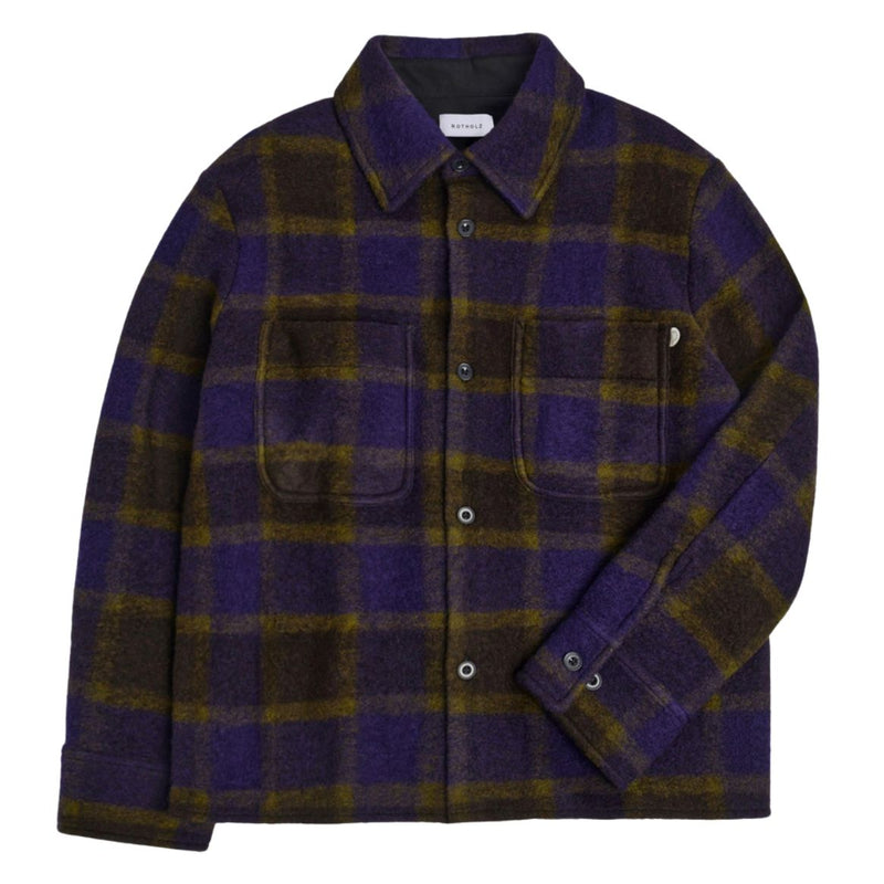 ROTHOLZ Relaxed overshirt purple checked women