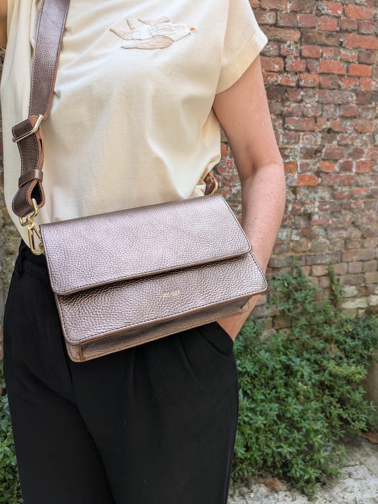 ANN KURZ Perfect square crossbody bag metal grey women