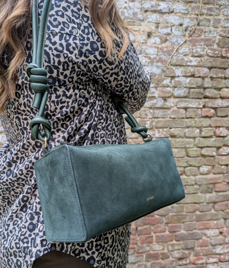 ANN KURZ Squared baguette bag suede bottle green women
