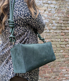 ANN KURZ Squared baguette bag suede bottle green women
