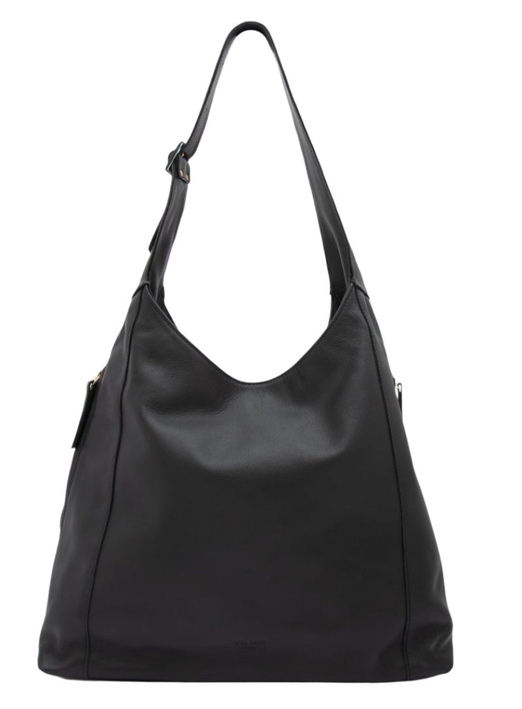 ANN KURZ Double zip hobo bag nappa black women