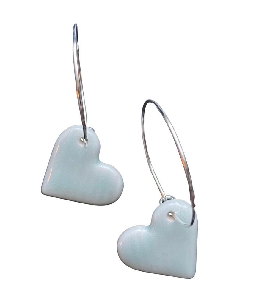 CHLOÉ JULIETTE STUDIO Heart hoops mint stripes silver