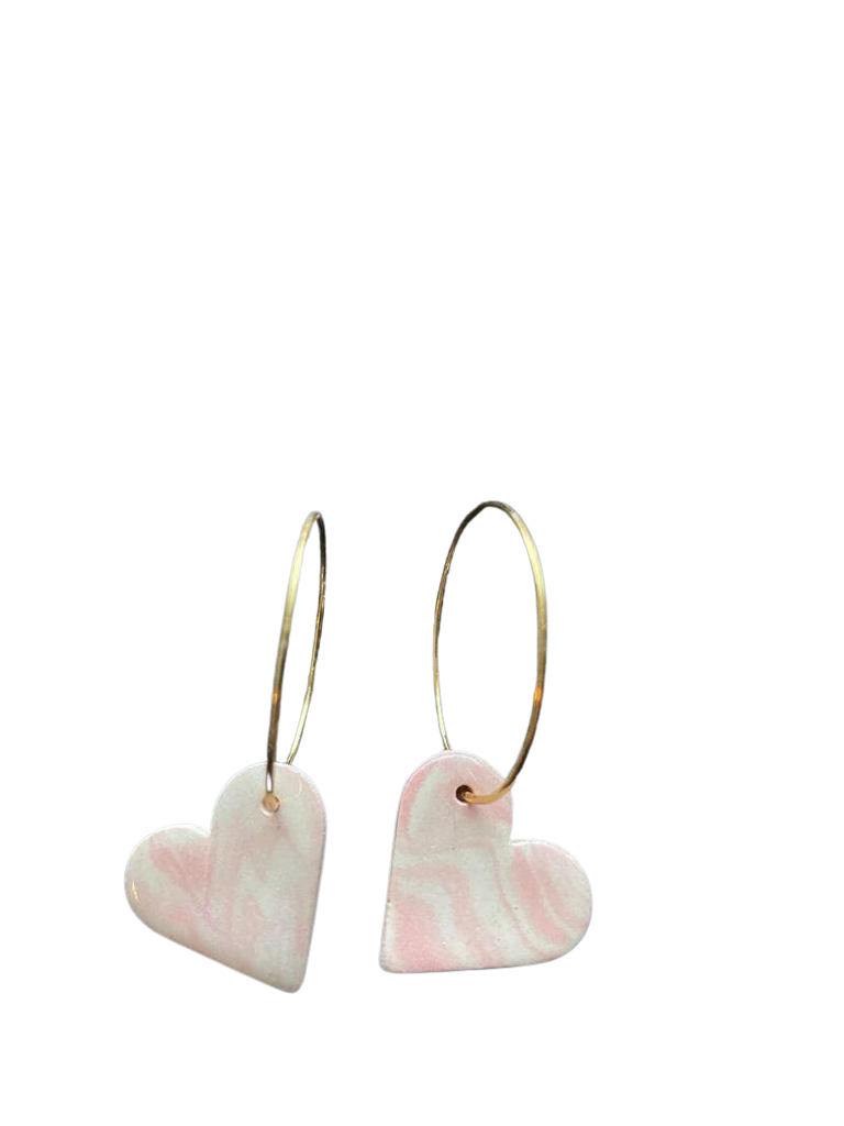 CHLOÉ JULIETTE STUDIO Heart hoops marble nude pink gold