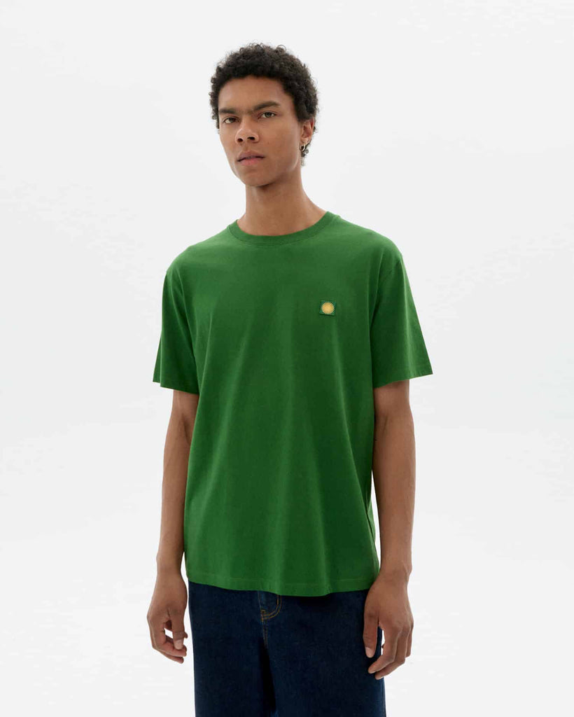 THINKING MU Sol contrast t-shirt green dill men