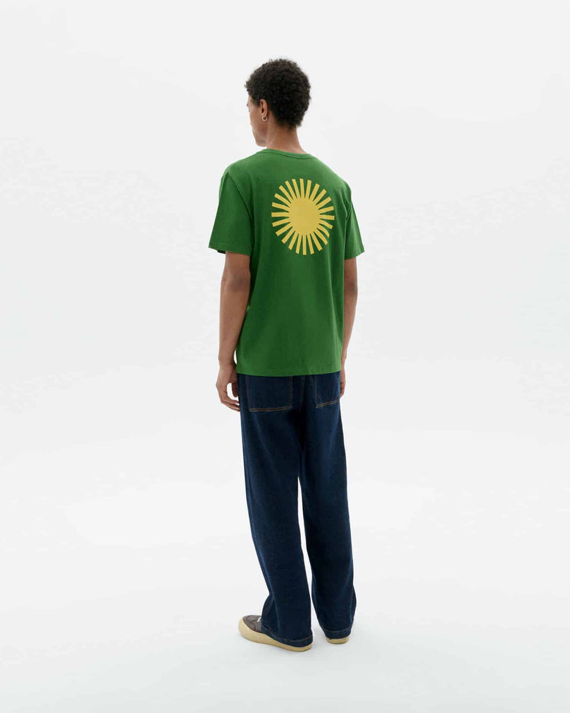 THINKING MU Sol contrast t-shirt green dill men