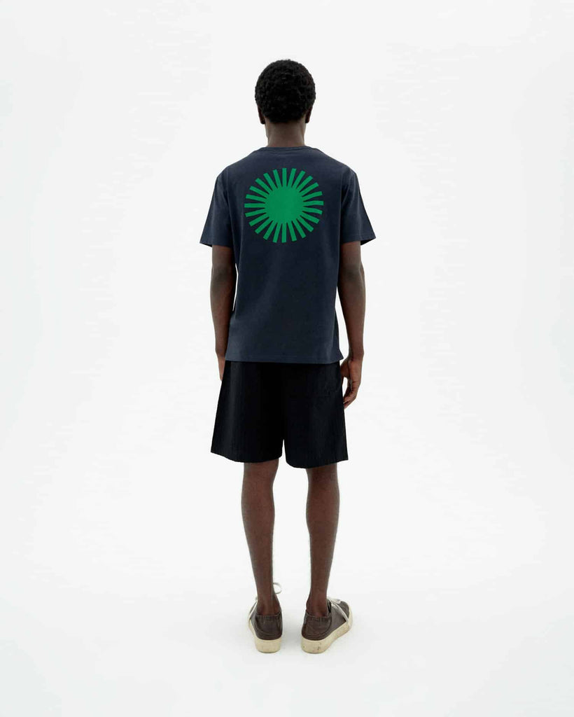 THINKING MU Sol contrast t-shirt navy men