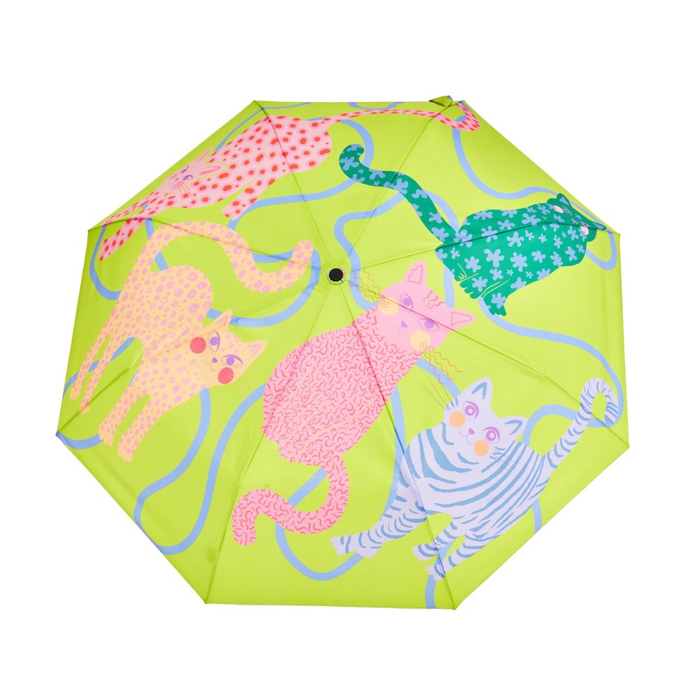 ORIGINAL DUCKHEAD Compact duck umbrella arty cats lime