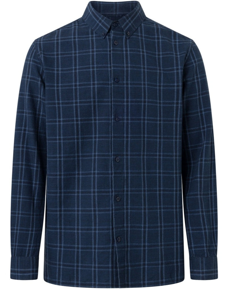 KCA 1090008 Costum fit checked linen shirt 7001 navy check men