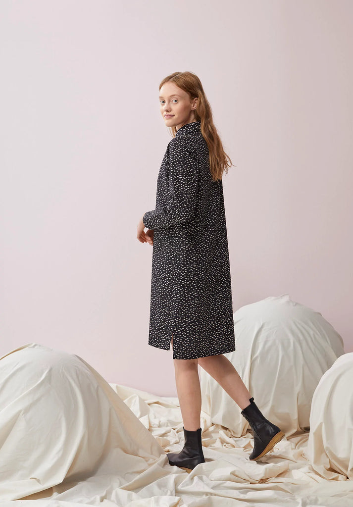 PAPU Shirt Dress Mini Beans Black Cream Women