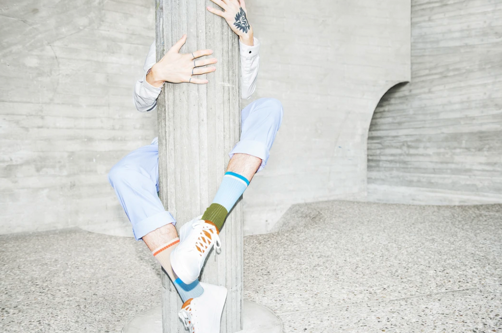 Zokk'n Sylvain SINGLE SOCK blue and olive