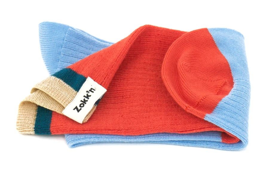 Zokk'n Jules SINGLE SOCK coral and blue