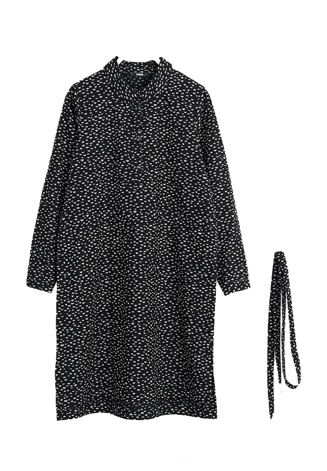 PAPU Shirt Dress Mini Beans Black Cream Women