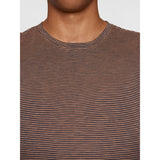 KCA 1010012 Narrow striped slub T-shirt 8026 brown stripe men