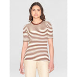 KCA 2010019 Striped rib t-shirt 8026 brown stripe women