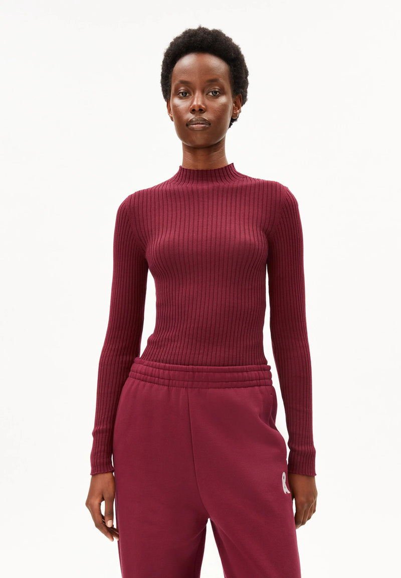 ARMEDANGELS Alaania turtleneck velvet red women
