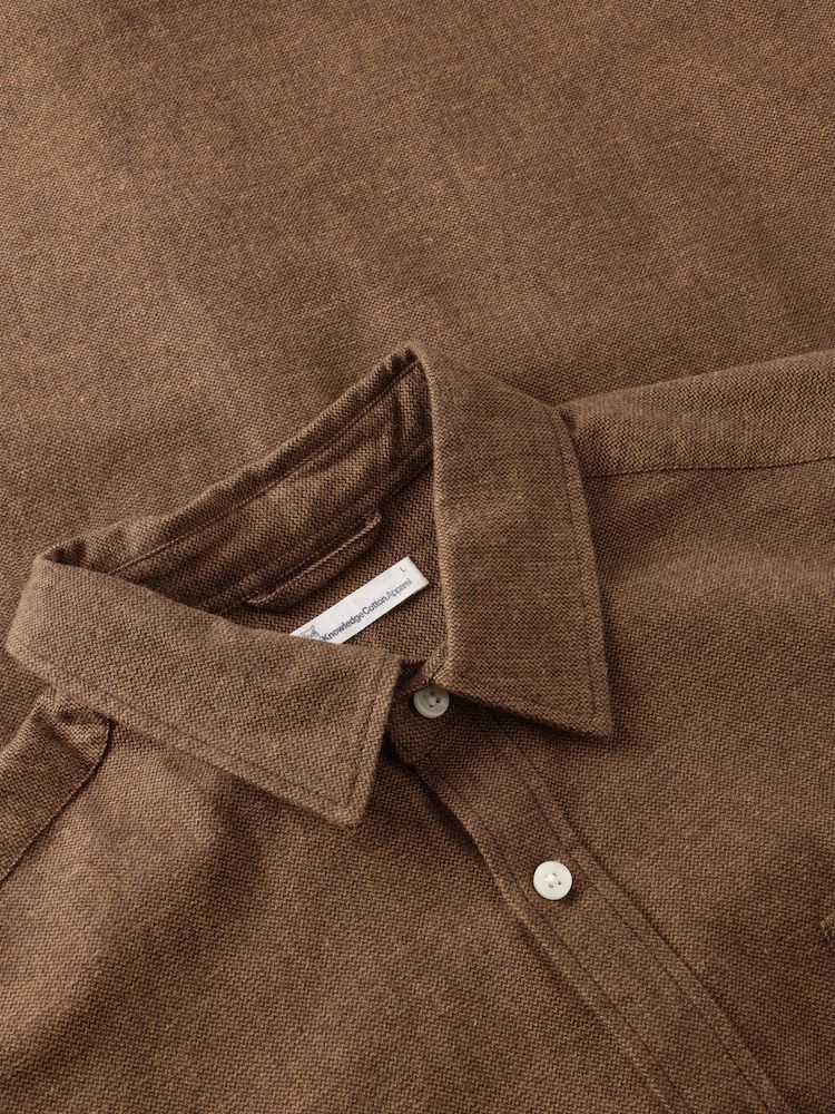 KCA 1090153 Organic cotton fishbone flannel shirt 1487 chocolate torte men