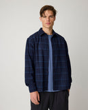 KCA 1090195 Dune regular merino check shirt 7036 navy men