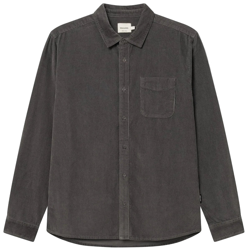 DEDICATED Varberg corduroy shirt rock grey men