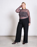 JAN 'N JUNE Dora mesh longsleeve top leo print women