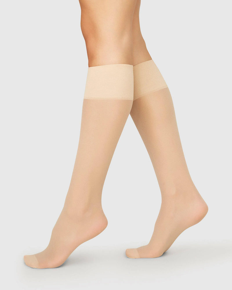 SWEDISH STOCKINGS Elin 2-pack premium knee-highs beige 20 den