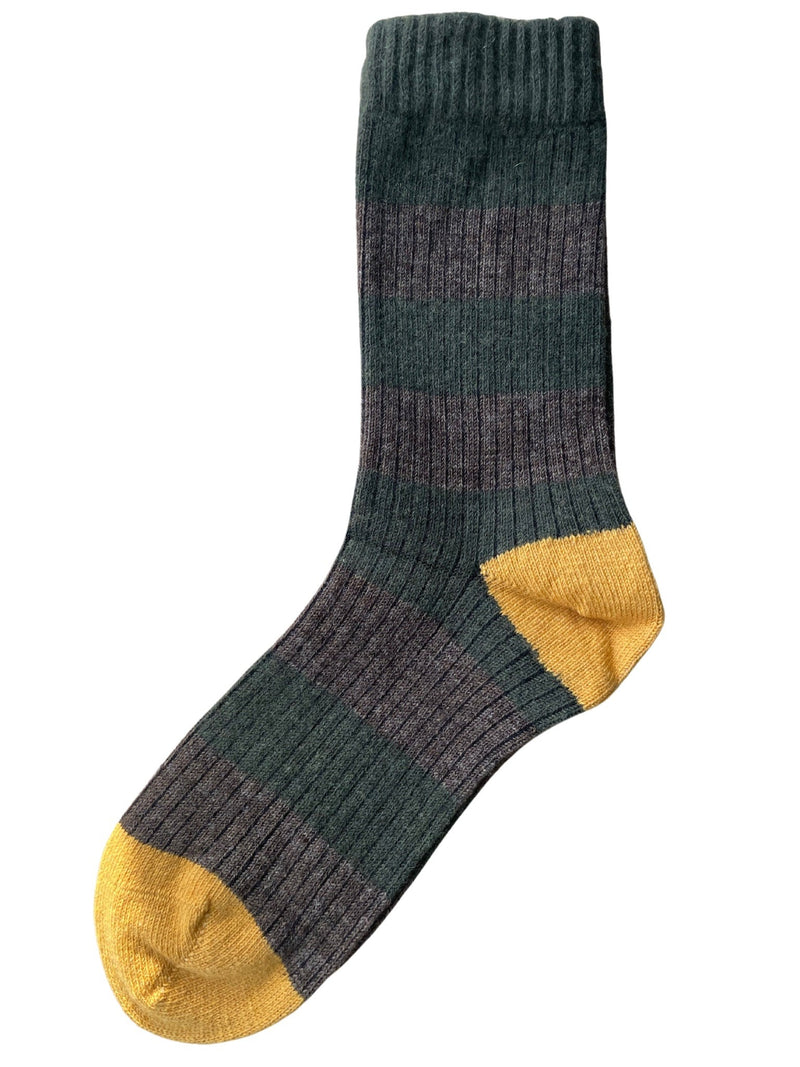 KLUE Merino wool socks striped khaki unisex