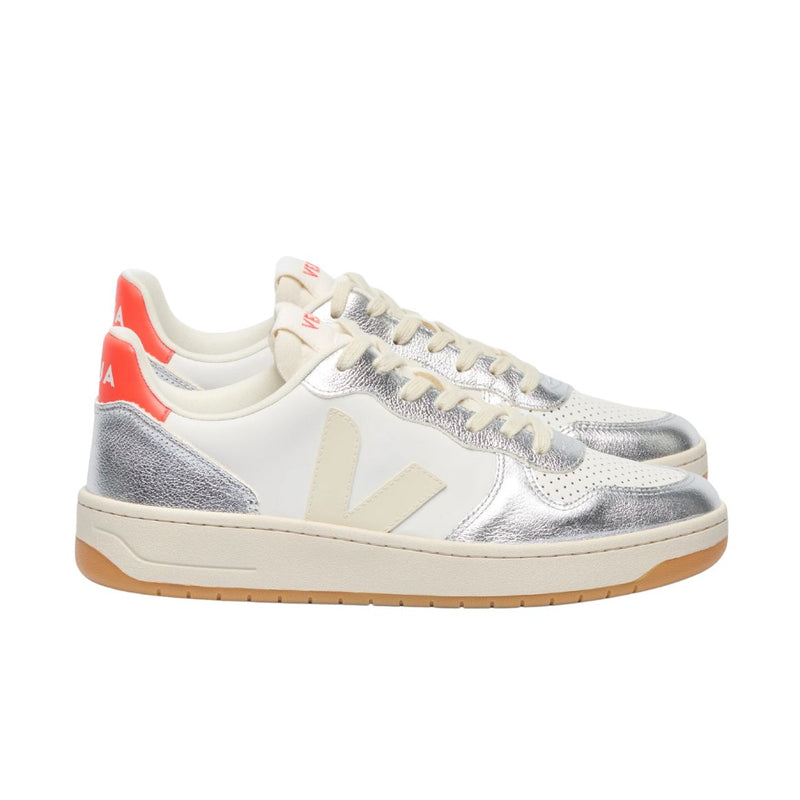 VEJA V-10 leather white pierre silver women