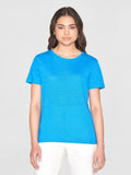 KCA 2010010 Regular linen T-shirt 1445 malibu blue women