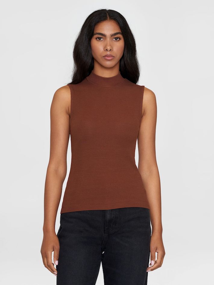 KCA 2010013 High neck rib top 1441 tiramisu women