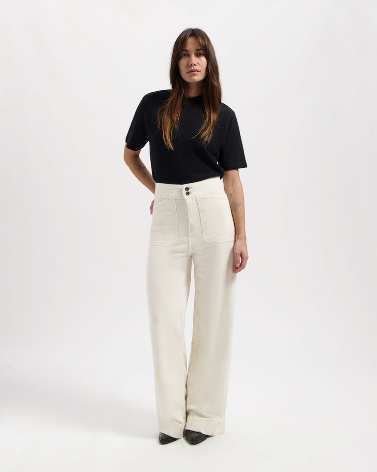 KUYICHI Farrah corduroy worker pants off white women