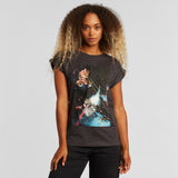 DEDICATED Visby lazer cats t-shirt charcoal women