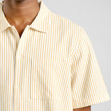 DEDICATED Brantevik work stripe shirt yellow men