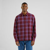DEDICATED Rute flannel shirt shadow check fig red men