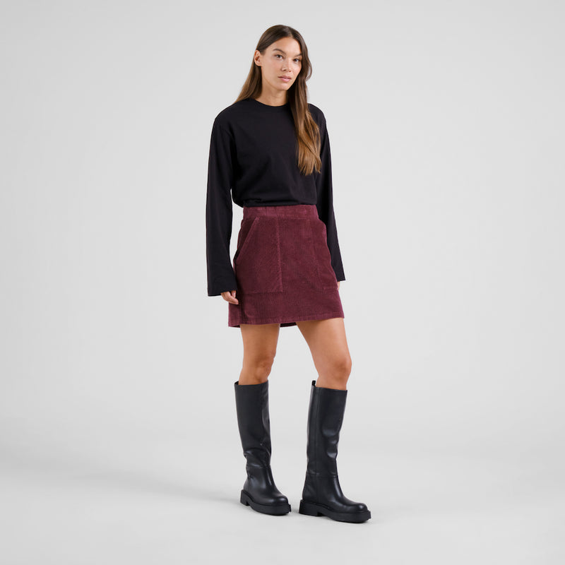 DEDICATED Majorna corduroy skirt fig red women